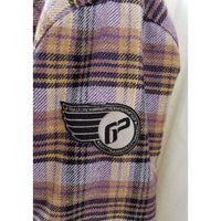 Golf Punk Tartan Scotch Plaid Wool Toggle Closure Fleece Bomber Jacket Womens 12