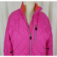 Lands End Quilted Insulated Hot Pink Lightweight Full Zip Up Jacket Womens S 6 8