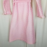Vintage 1970s Bees & Jam Bubblegum Pink Lace Quilted Tie Sash Bath Robe Girls 8