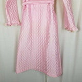 Vintage 1970s Bees & Jam Bubblegum Pink Lace Quilted Tie Sash Bath Robe Girls 8