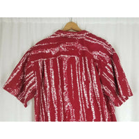 Vintage US Expedition Short Sleeve Painted Camp Polo Hawaiian Shirt Mens XL Red