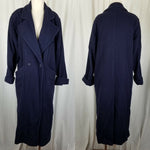 LL Bean Wool Peacoat Long Maxi Womens M L Vintage 80s Oversized Baggy Navy Blue