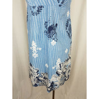 Bass Heritage Collection Blue Faux Wrap Floral Striped Summer Dress Womens sz 6
