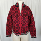 LL Bean Merino Wool Nordic Fair Isle Zip Up Cardigan Sweater Jacket Womens XS