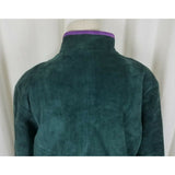 Vintage Linea Louis Dell'Olio Green Suede Leather Floral Vines Jacket Womens M