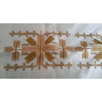 Embroidered Needlepoint Handmade Nordic Fair Isle Holiday Woven Linen Tablecloth