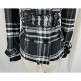Tally Weijl Tartan Plaid Fleece Knit Funnel Neck Belted Bomber Jacket Womens 38