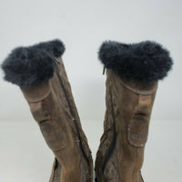 Keen Betty Boot II Brown Leather Shearling Fur Winter Snow Boots Wmns 6 Quilted