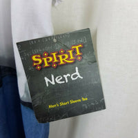 Spirit Halloween Adult Mens Short Sleeve Faux Nerd Tee T-Shirt L Photorealistic