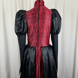 Red Floral Lace Corset Steampunk Ball Gown Dress Womens OS Medieval Gothic Black