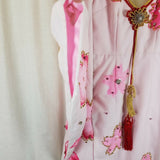 Furisode Kimono Japanese Vintage Geisha Dress Wedding Embroidered Pink Womens XS
