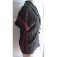Tommy Hilfiger Buckle Nordic Cable Knit Shawl Collar Sweater Jacket Womens S