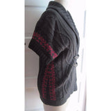Tommy Hilfiger Buckle Nordic Cable Knit Shawl Collar Sweater Jacket Womens S