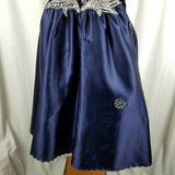 Vintage Navy Blue Velvet Chiffon Jeweled Prom Pageant Dress Junior 2XL Womens XS