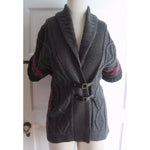 Tommy Hilfiger Buckle Nordic Cable Knit Shawl Collar Sweater Jacket Womens S