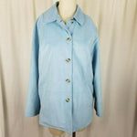 London Fog All Weather Suede Jacket Coat Womens M Powder Blue Faux Vegan Vintage