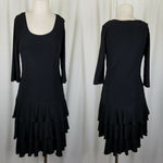 Evelyn & Arthur Nueva 3/4 Sleeve Ruffle Dress Little Black Women 6 Scoop Neck