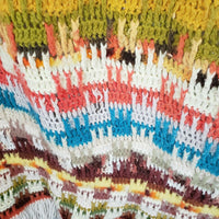 Vintage Crochet Afghan Sonic Crown Striped Print Granny Throw Blanket 55x66 Boho