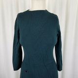 Ann Taylor Petite Fitted Knit Sweater Dress Womens XSP Dark Green Faux Buttons