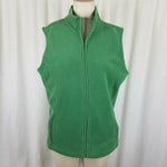LL Bean Fleece Vest Womens XL Full Zip Up Bright Green Stretch Funnel Neck