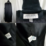 Larry Levine Black Cashmere Wool Long Maxi Swing Peacoat Womens 12 Velvet Collar