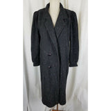Vintage Karizma Pink Striped Winter Wool Long Maxi Peacoat Coat Womens 10 Black