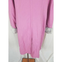 Terry Lewis Classic Luxuries Pink Wool Gray Faux Fur Trim Coat Peacoat Womens M