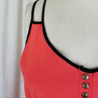 Pearl Cutout Strappy Blouson Summer Twirl Dress Womens M J6763 USA Tangerine