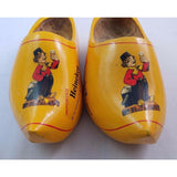HEINEKEN BEER ADVERTISING PAIR OF WOOD SHOES CLOGS HOLLAND Yellow Carved Wooden