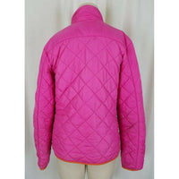 Lands End Quilted Insulated Hot Pink Lightweight Full Zip Up Jacket Womens S 6 8