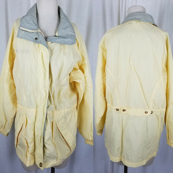 Columbia All Weather Long Rain Jacket Short Coat Womens S Vintage Yellow Gray