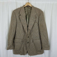 Evan Picone Filenes Wool Checked Sport Coat Jacket Blazer Mens 44 Brown Tan USA