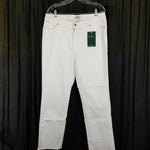 LL Bean 1912 Classic Fit White Denim Jeans Womens 16 NWT American Made Fabric