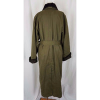 Liz Claiborne Lizsport Worsted Wool Faux Fur Long Maxi Trench Coat Womens PM