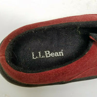 LL Bean Slip On Suede Mules Mocs Moccasins Comfort Shoes Womens 5.5 Red Slides