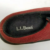 LL Bean Slip On Suede Mules Mocs Moccasins Comfort Shoes Womens 5.5 Red Slides