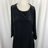 Lands End Velvet Fit & Flare Long Sleeve Scoop Neck Little Black Dress Womens L