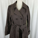 Gap Canvas Belted Tie Sash Midi Trench Coat Peacoat Womens L Chocolate Brown