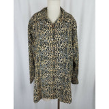 Style Exchange Satin Animal Leopard Cheetah Print Tunic Blouse Top Womens L 80s