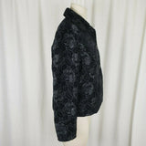 Gloria Vanderbilt Floral Embroidered Tapestry Button Up Black Jacket Womens S