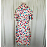 Vintage Handmade Wrap Dress Womens L XL Floral Cotton Belted Tie Shawl Collar