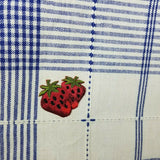 Canvas Blue Plaid Strawberry Mini Tote Bag Purse Handbag Small Celluloid Handle