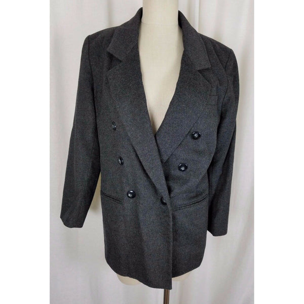 Lord & Taylor Petites Wool Cashmere Gray Double Breasted Blazer Jacket Womens PM