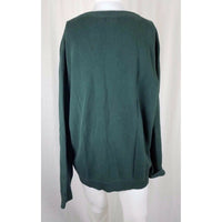 LL Bean 100% Pima Cotton VNeck Pullover Green Sweater Mens XXL 2XL Winter Weight
