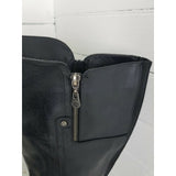 G by Guess Black Leather Boots Womens 7 Tall Knee High Zip Up Buckles Riding