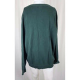 LL Bean 100% Pima Cotton VNeck Pullover Green Sweater Mens XXL 2XL Winter Weight