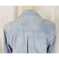Liz Claiborne Blue Suede Leather Full Button Up Blazer Style Jacket Womens L