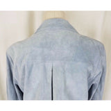 Liz Claiborne Blue Suede Leather Full Button Up Blazer Style Jacket Womens L