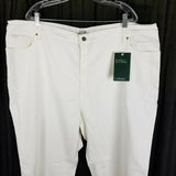 LL Bean 1912 Classic Fit White Denim Jeans Womens 26W NWT Plus Size Sea Salt