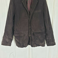 LL Bean Red Plaid Flannel Lined Chocolate Brown Corduroy Jacket Blazer Mens 44
